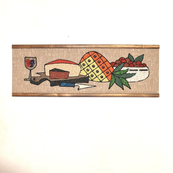 MCM Gravel Art - Wine, Cheese, Fruit Design 1960s