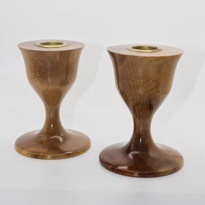 Mid Century Oregon Myrtlewood Candlestick Holders -Pair