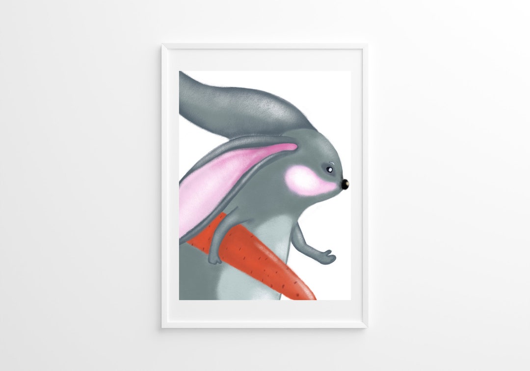 Rabbit Portrait, Bunny Passport Photo, Text Printable Art, Digital Wall