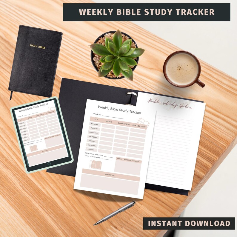 Study Chapter Trackerr Weekly Bible Study Tracker, Bible Study Tracker, Bible Reading Tracker ...