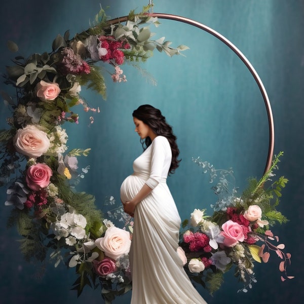 Maternity backdrops, Bridal photo shoot for the bride or new mom to be gorgeous floral ring, memorable photos, beautiful backdrop looks real