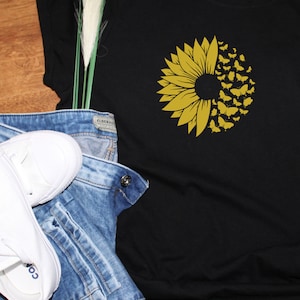 Sonnenblume mit Schmetterlingen SVG geschnittene Datei für Cricut und Schneidemaschine, Sonnenblume mit Schmetterlingen SVG, Sonnenblume geschnittene Datei, Cricut Sonnenblume
