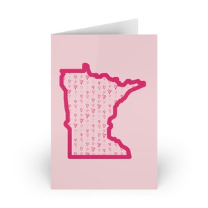 Cartão(ões) de Dia dos Namorados de Minnesota dobrado(s) - Cartão de Dia dos Namorados da moda de Minneapolis para professores, amigos, crianças, avó, galentine, corações, duluth