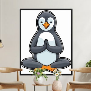 Digital Penguin Sticker, Yoga Pose, SVG & PNG, Notebook, Scrapbooks, Calendar, Cute Penguin, Funny Sticker