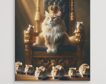 Royal tomcat cat mice court majestic funny animals mural living room mobile phone mural poster for download