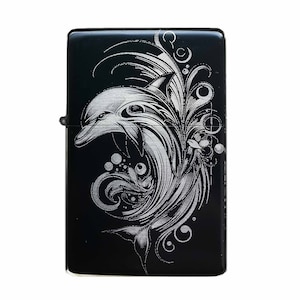 Dolphin lighter dolphin picture personalized lineart dolphin detailed optionally with engraving personalized gift sea animal fans