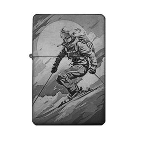 Skiër aansteker aanpasbaar | Ski cadeau met gepersonaliseerde gravure | Wintersport & bergen motief (leeg)