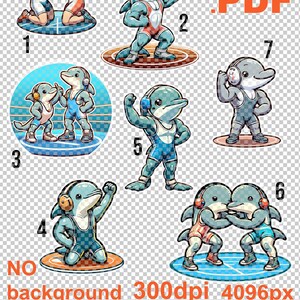 High school wrestling Delfin ClipArt Set - Sofortiger Download 7 hochwertige WW PNGs, Ringer Delphin ClipArts .png .pdf