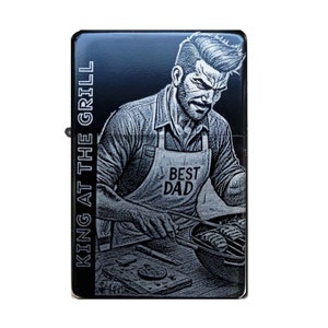 Best Dad Lighter with Custom Engraving - King at the Grill - Detailed Grillmaster Design - Personalized Father&#39;s Day Gift