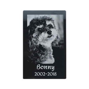 Personalisierte Gedenkkarte Hund – Gravur auf schwarzer Metallkarte mit Foto & Text, Erinnerung oder Geschenk Hundebesitzer
