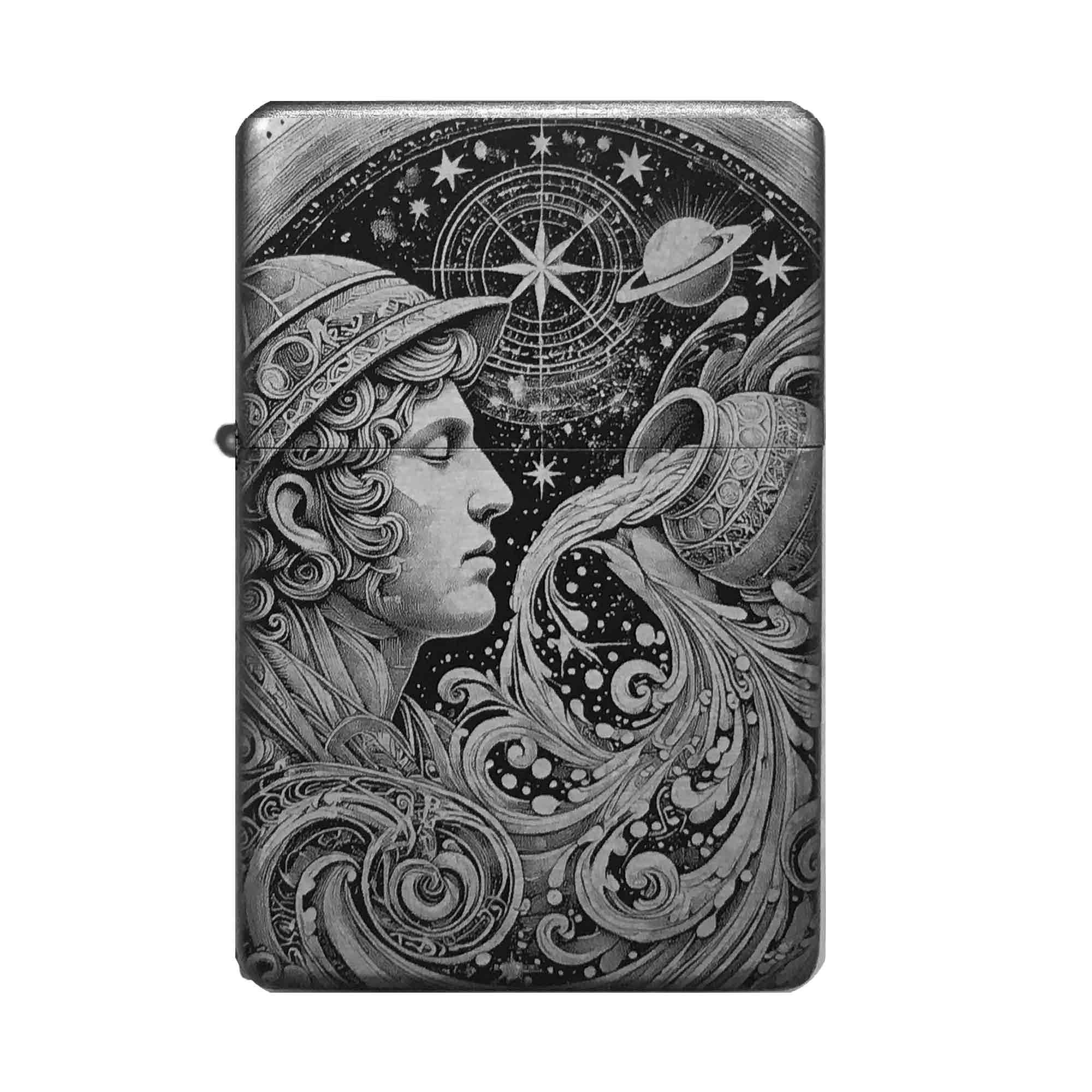 Aquarius Lighter – Zodiac sign design, robust and customizable, gift idea for the 11th sign of the zodiac (empty)