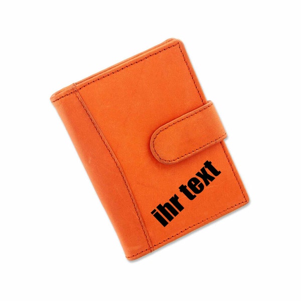 Leder Kreditkartenetui mit Gravur Visitenkarten Kartenetui orange personalisiertes Geschenk Tillberg Visitenkartenetui