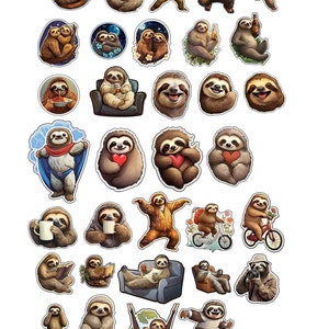 Lustige Faultier Sticker selbstklebend - 33 hochwertige Aufkleber für Handy Kalender Sammelalbum