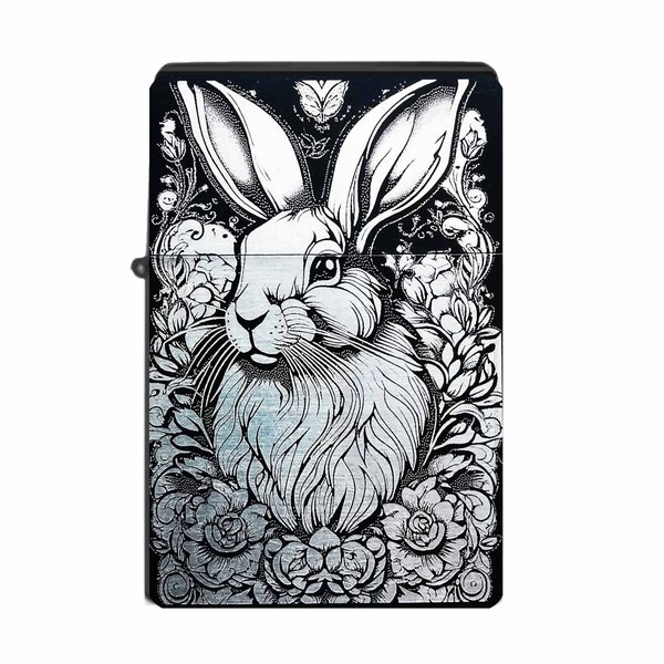 Bunny No1 - Neues Design Feuerzeug - Liebes Hasi Tattoo Lineart optional mit Gravur personalisiertes Geschenk