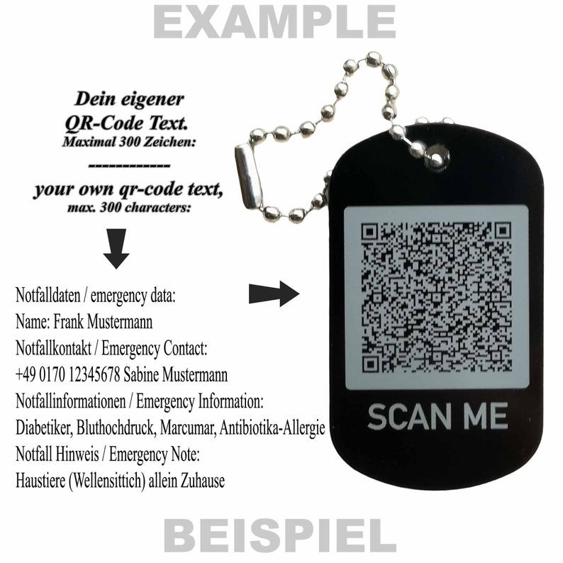 Emergency Card QR Code Keychain SOS Personalized Gift Idea Personal