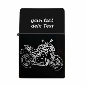 Stilisiertes Motorrad Feuerzeug mit Gravur personalisiertes Feuerzeug Geschenkidee Motorradfahrer (leer)