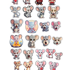 Selbstklebende Maus Sticker - 25 hochwertige Mäuse Aufkleber für Handy Kalender Sammelalbum