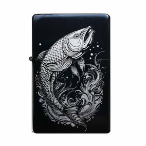 Angler Lighter No. 2 - Fish fishing windproof lighter - optionally with engraving, personalized gift for fishing fans (empty)