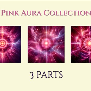 Pink 3er Set Aura-Symbol-Kunst | Esoterische Pinkfarbene Ausstrahlung | Mystisches Energiezentrum Download Poster