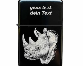 Rhino lighter with engraving Rhino tattoo illustration wild animal design personalized gift rhino pachyderm