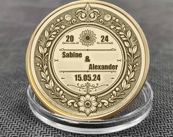 Wedding coin gift idea engagement wedding personalized coin anniversary souvenir memory commemorative coin