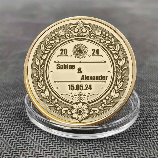 Wedding coin gift idea engagement wedding personalized coin anniversary keepsake commemorative coin