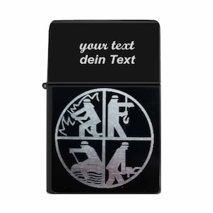 Fire Department Lighter No.1 - FFW Coat of Arms Storm Lighter with Engraving Personalized Gift Firefighter FFW Logo