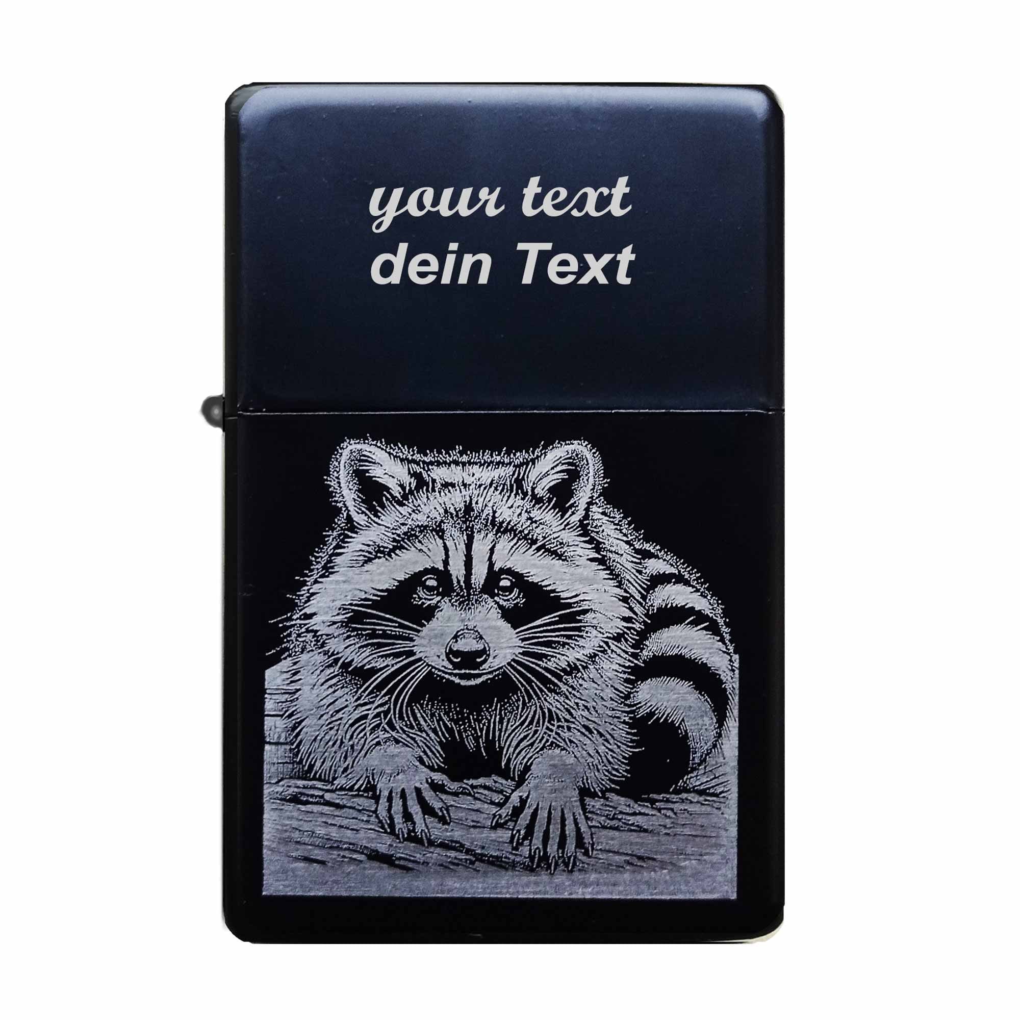 Raccoon Lighter No1 with Engraved Raccoon Illustration Tattoo Design Personalizable Gift (empty)