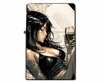 Chilling - New design storm lighter - sweet Manga Girl - optional with engraving