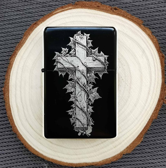 Cross Lighter With Custom Engraving No2 - Ivy Vine Design