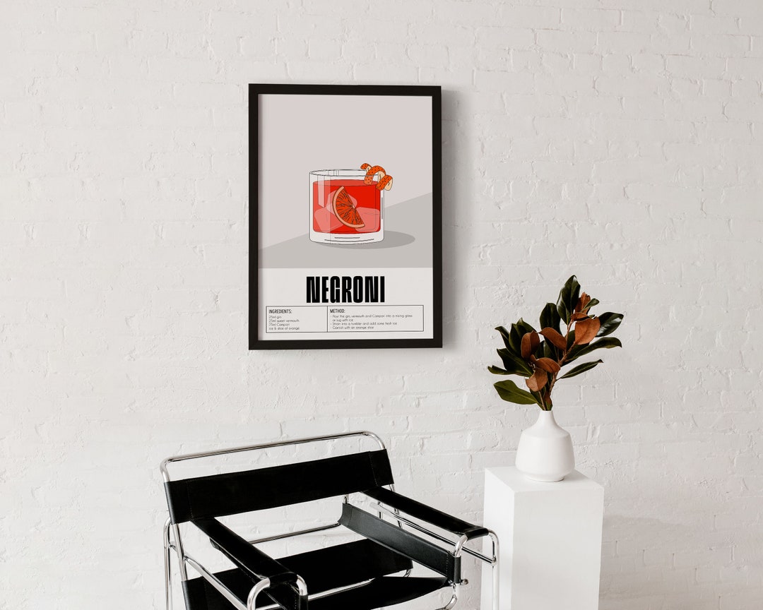 Poster Cocktail O'clock Negroni, Cocktail Poster, Negroni Poster