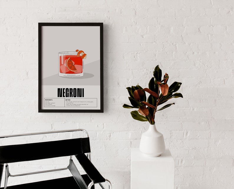 Poster Cocktail O'clock Negroni, Cocktail Poster, Negroni Poster