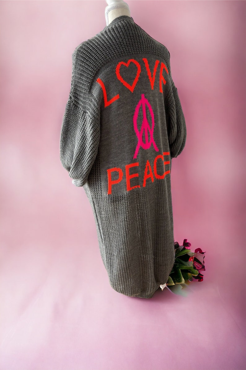 Langer Strickcardigan Love & Peace Bild 2