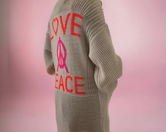 Langer Strickcardigan  Love & Peace