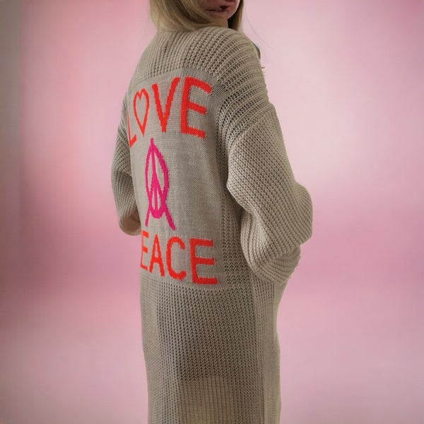 Langer Strickcardigan  Love & Peace