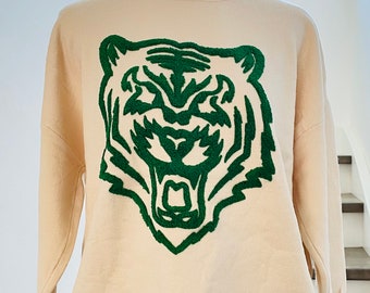 Sweater mit Flockprint Tiger