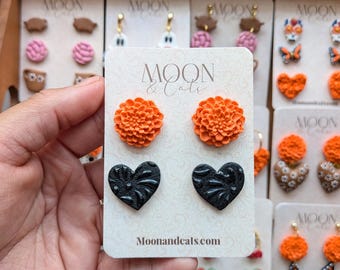 Pendientes de arcilla mexicanos dia de los muertos/ Semental Dia de muertos Sementales Marygold / Sementales Cempasúchil / Pendientes de arcilla Cempasúchil