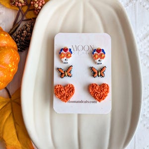 Mexican dia de los muertos clay earrings| Dia de muertos stud pack