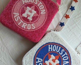 Houston inspired beaded box bag