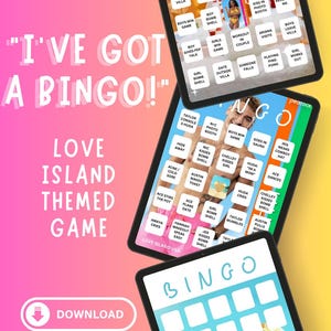 Tarjetas de bingo Love Island / 16 tarjetas imprimibles de 5x7 / Temporada 7 (EE. UU.) + Genérico / Descarga instantánea en PDF / Juego para fiestas / Para teléfono o imprimible