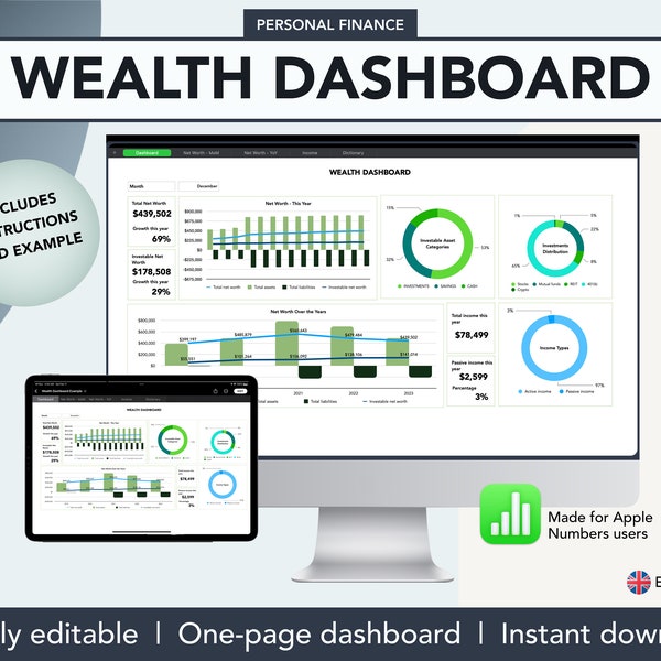 Dashboard Apple Numbers Etsy