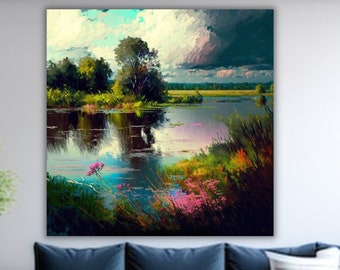 Nature Home Decor Wall Art Nature Landscape Painting Canvas Wall Art Print Greenery Art Impressionist Art Wall Decor for Living room