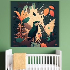 Kids Jungle Themed Art Wall Art Canvas For Kids Art Wildlife Monkey Animal Zoo Themed Art Simple Art Green Theme Jungle Art Safari Canvas