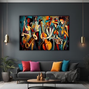 Abstract Jazz Theme Art | Music Afro-American Style Art | Jazz Wall Art Canvas Gift For Music Lover