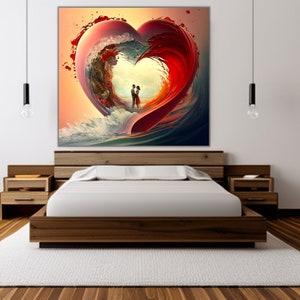 Gift for her Canvas Wall Art Valentine&#39;s Day Gift Canvas Wall Art Love gift vibrant colors Art Heart For Bedroom Decor