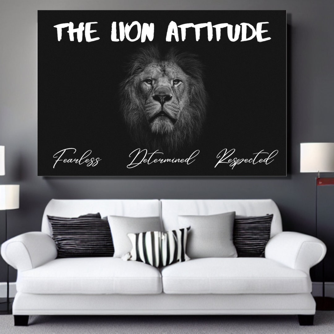 Lion Attitude Motivational Canvas Wall Art | Inspirational Home Decor ...
