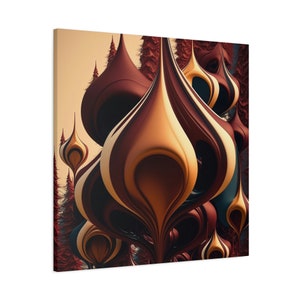 Abstract Art Wall Canvas Art Fall Color Theme Poster Home Decor Red Maroon Color Art Abstract Red Trees image 3