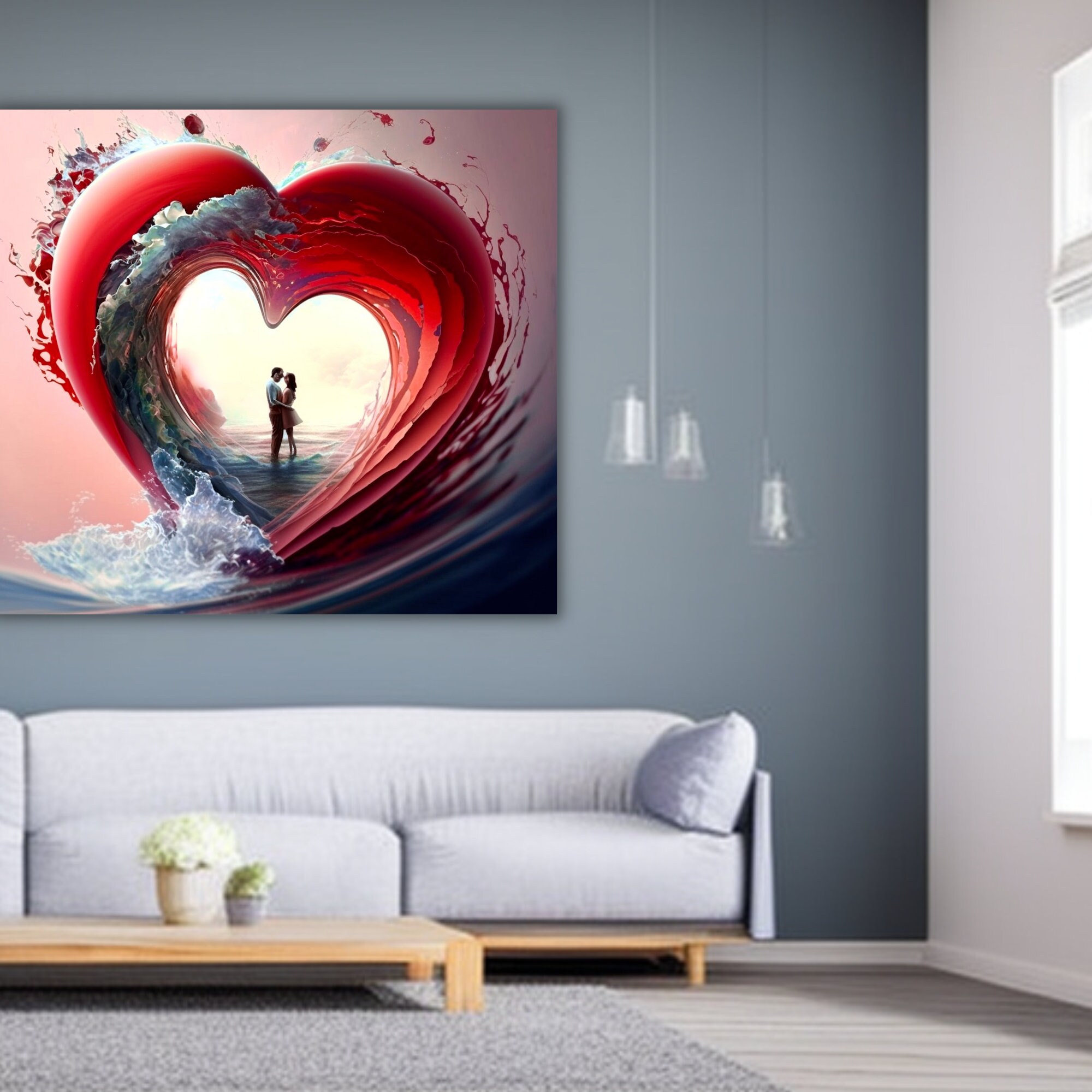 Together in Love We Stand Wall Art Canvas Couples Love Abstract Art