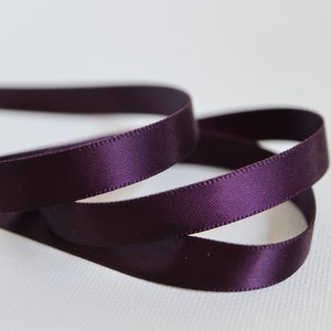 Double face satin ribbon, dark lavender purple, washable, double-sided, quality ribbon for embroidery, decoration, crafts, wedding parties