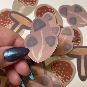 Blue mushrooms vinyl sticker | waterproof | cottagecore vibes, muted colors, vintage style, artwork